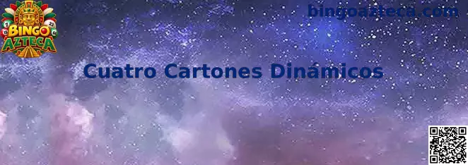 Referencia visual de Cuatro Cartones Dinámicos de Bingo Azteca con cuatro paneles de juego